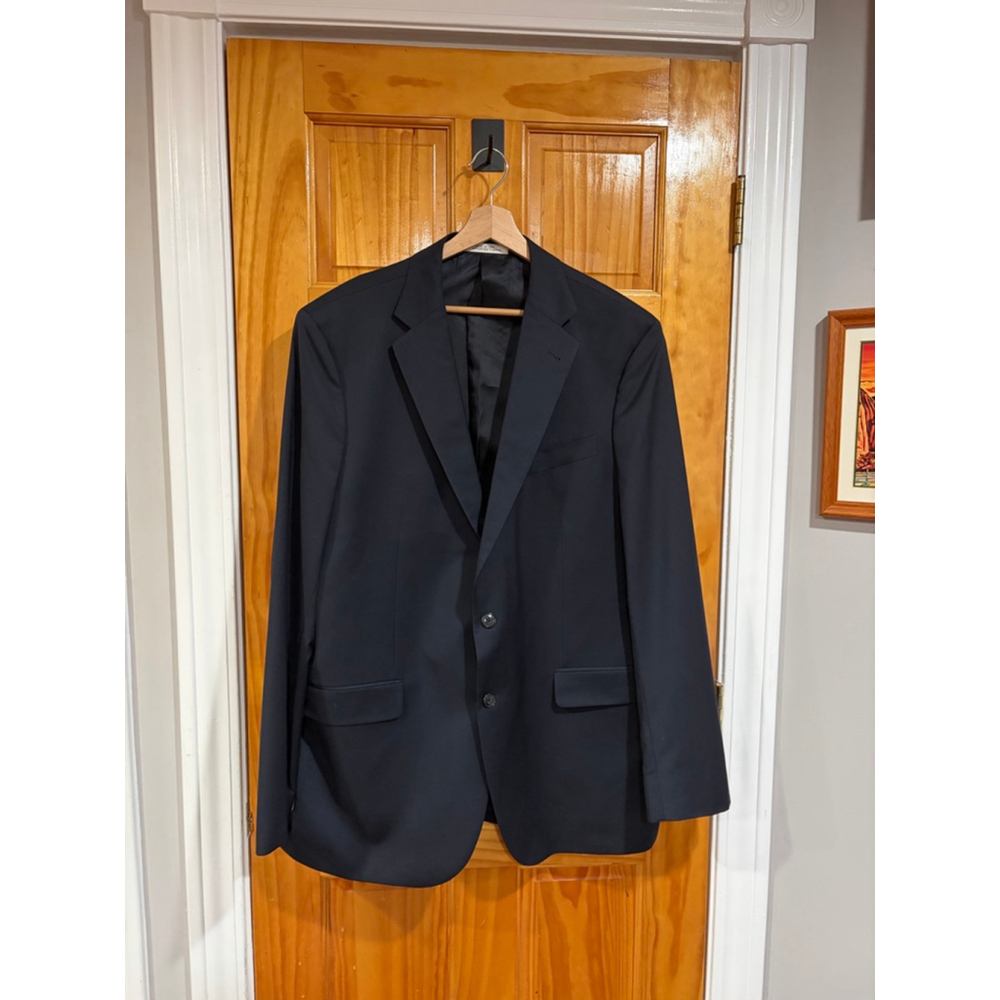 Joseph Abboud Super 120s Wool Blazer Mens 44L Made USA Bemberg Lined Navy